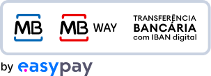 Meios de pagamento disponíveis: Multibanco, MBWay e Transferência bancária. By easypay